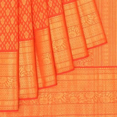 Kanchipuram Silk Brocade Orange Saree