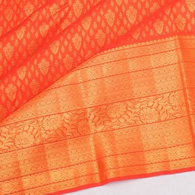 Kanchipuram Silk Brocade Orange Saree