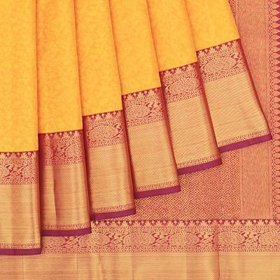 Kanchipuram Silk Brocade Yellow Saree