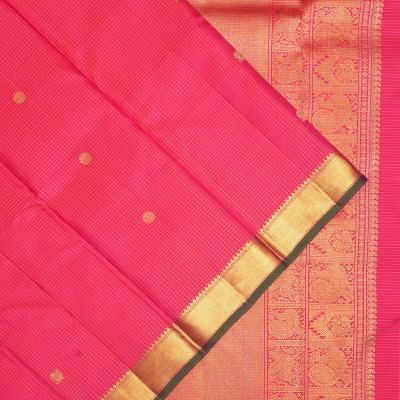 Kanchipuram Silk Checks And Butta Rani Pink Saree