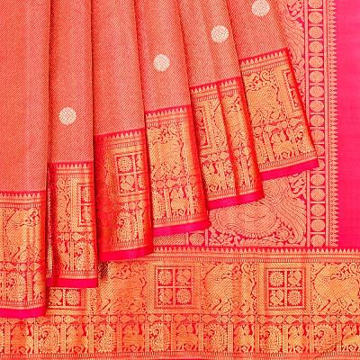 Kanchipuram Silk Tissue Brocade Pink Saree