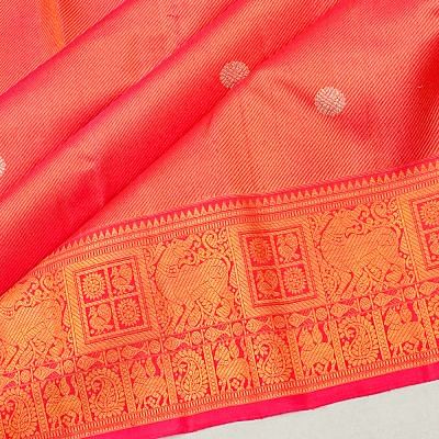 Kanchipuram Silk Tissue Brocade Pink Saree