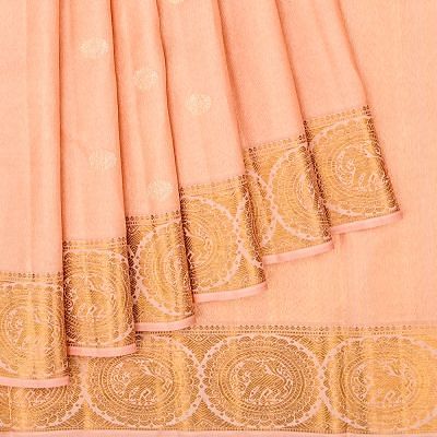 Kanchipuram Silk Tissue Brocade Peach Saree