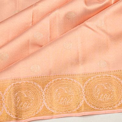 Kanchipuram Silk Tissue Brocade Peach Saree