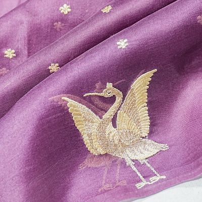 Organza Embroidery Butta Purple Saree