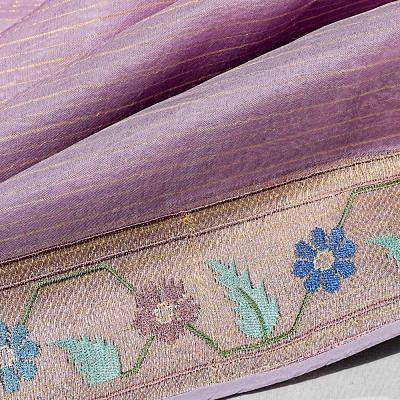 Organza Horizontal Lines Lavender Saree