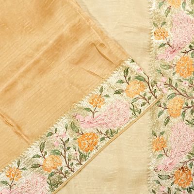 Organza Horizontal Lines Cream Saree