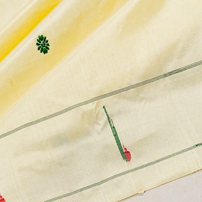 Paithani Silk Butta Off White Saree