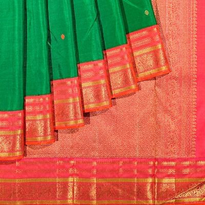 Classic Kanchipuram Silk Butta Dark Green Saree