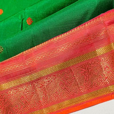 Classic Kanchipuram Silk Butta Dark Green Saree