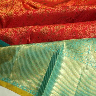 Kanchipuram Silk Brocade Red Saree