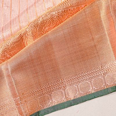 Kanchipuram Silk Tissue Vertical Lines And Butta Baby Pink Saree