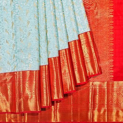 Kanchipuram Silk Brocade Sky Blue Saree