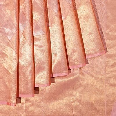 Kanchipuram Silk Geometrical Brocade Pink Saree