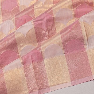 Kanchipuram Silk Geometrical Brocade White And Pink Saree