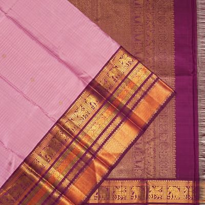 Kanchipuram Silk Checks And Butta Pink Saree