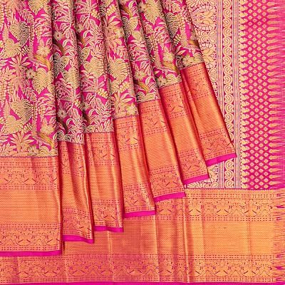 Kanchipuram Silk Tissue Brocade Pink Saree