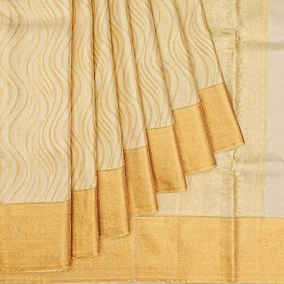 Kanchipuram Silk Tissue Geometrical Brocade Gold Saree