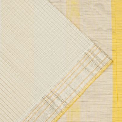 Chanderi Kora Organza Checks White Saree With Zari Border