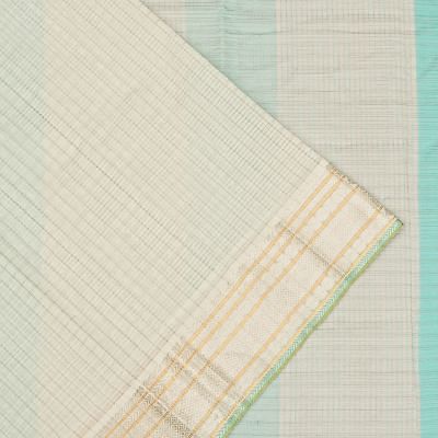 Chanderi Kora Organza Checks White Saree With Zari Border