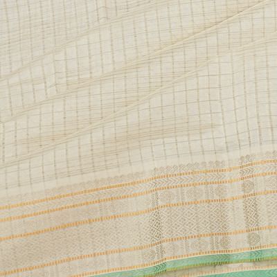 Chanderi Kora Organza Checks White Saree With Zari Border