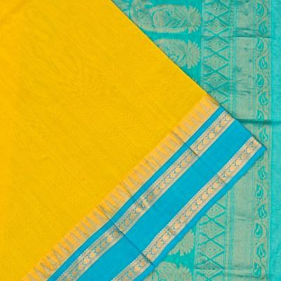 Kanchi Kora Organza Silk Plain Yellow Saree