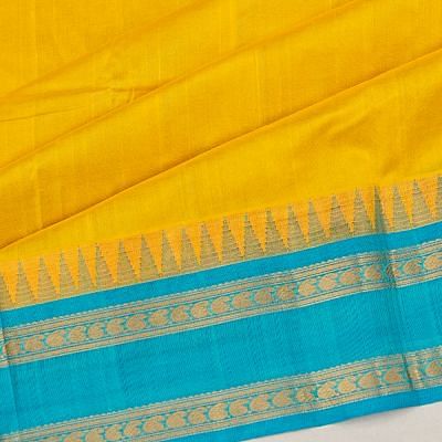 Kanchi Kora Organza Silk Plain Yellow Saree