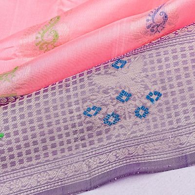 Coimbatore Soft Silk Butta Baby Pink Saree