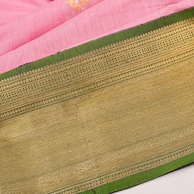 Pure Chanderi Cotton Butta Pink Saree