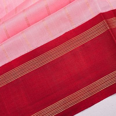 Gadwal Kora Organza Vertical Lines Baby Pink Saree