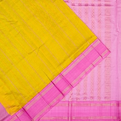 Gadwal Kora Organza Vertical Lines Green Saree