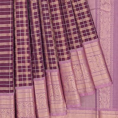 Kanchipuram Silk Checks Purple Saree