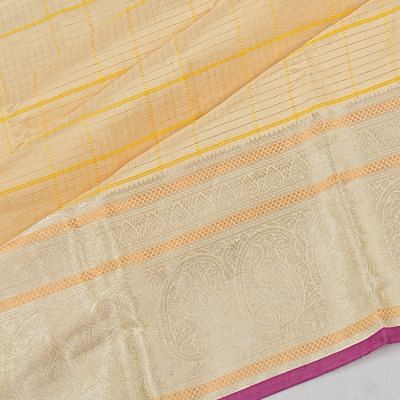 Kanchipuram Silk Checks Cream Saree