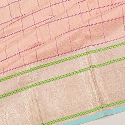 Kanchipuram Silk Checks Baby Pink Saree