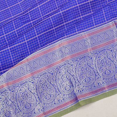 Kanchipuram Silk Checks Royal Blue Saree