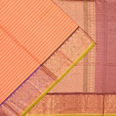 Coimbatore Soft Silk Checks Peach And Orange Saree