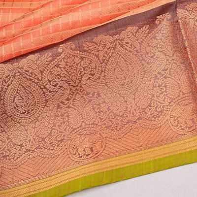 Coimbatore Soft Silk Checks Peach And Orange Saree