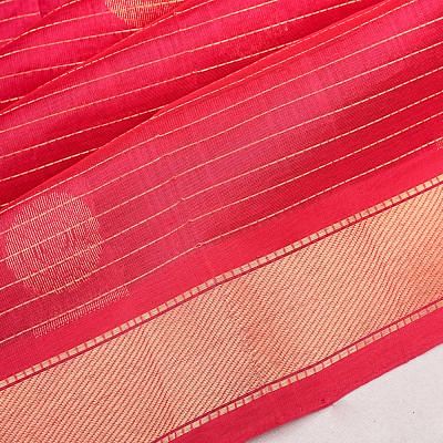 Organza Horizontal Lines And Butta Pink Saree