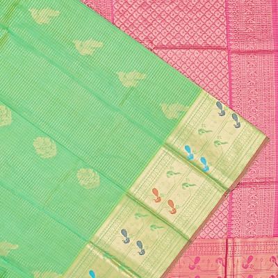 Kuppadam Cotton Silk Butta Sea Green Saree