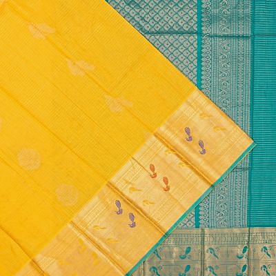 Kuppadam Cotton Silk Butta Yellow Saree