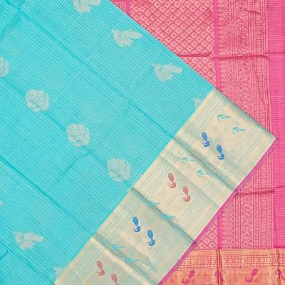 Kuppadam Cotton Silk Butta Sky Blue Saree