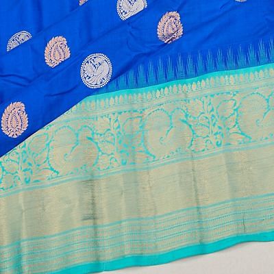 Gadwal Silk Butta Royal Blue Saree