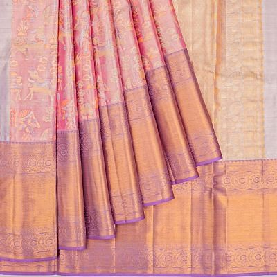 Taranga Kanchi Silk Tissue Brocade Pink Saree