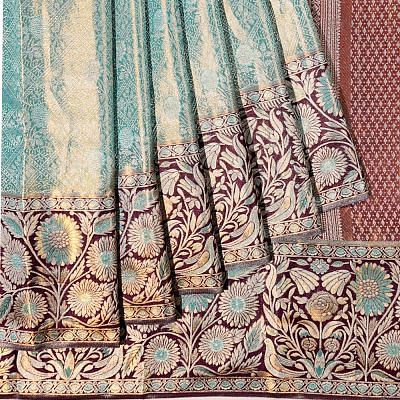 Taranga Kanchi Silk Tissue Brocade Sky Blue Saree