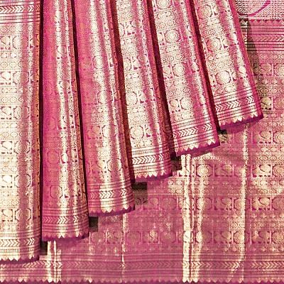 Kanchipuram Silk Checks And Butta Purple Saree