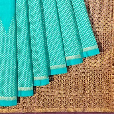 Kanchipuram Silk Brocade Sea Blue Saree