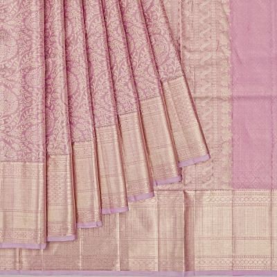 Kanchipuram Silk Tissue Brocade Lilac Saree