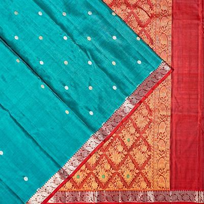 Taranga Kanchi Silk Butta Teal Green Saree