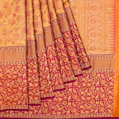 Kanchipuram Silk Tissue Brocade Gold Saree