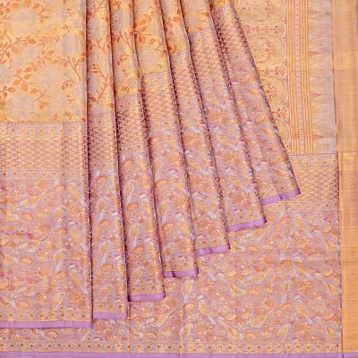 Kanchipuram Silk Tissue Brocade Gold Saree